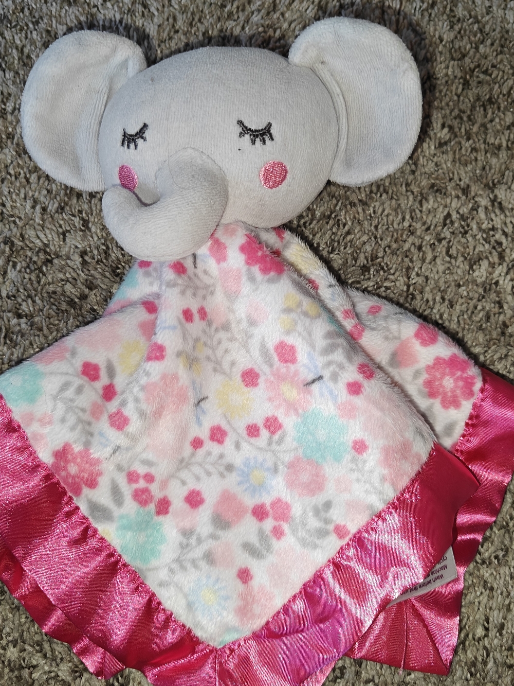 Parent's Choice Elephant Baby Security Blanket Lovie Grey Pink One Size - Picture 2 of 5